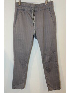 Bevy Flog Pants Pull On Drawstring Gray Herringbone Size 29